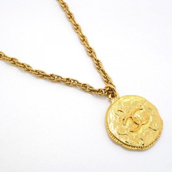 #41  Chanel Necklace Coco Mark Circle GP Plated Gold Ladies - Picture 11 of 16